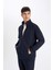 Comfort Regular Fit Rahat Kesim Dik Yaka Cepli Basic Düz Fermuarlı Sweatshirt D4971AX24AU 9