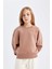 Kız Çocuk Relax Fit Bisiklet Yaka Baskılı Sweatshirt D2886A824WN 8