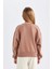 Kız Çocuk Relax Fit Bisiklet Yaka Baskılı Sweatshirt D2886A824WN 11