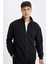 Comfort Regular Fit Rahat Kesim Dik Yaka Cepli Basic Düz Fermuarlı Sweatshirt D4971AX24AU 6
