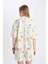 Oversize Geniş Kalıp Desenli Pijama Yaka Kısa Kollu Gömlek D5117AX24HS 18