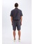 Relax Fit Pamuklu Kargo Cepli Basic Düz Bermuda Şort C7672AX24SM 14