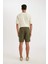 %100 Pamuk Relax Fit Kargo Cepli Basic Düz Bermuda Şort C7672AX24SM 12