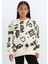 Kız Çocuk 2'li Takım Desenli Sweatshirt Beli Lastikli Eşofman Altı D4871A824WN 9