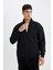 Comfort Regular Fit Rahat Kesim Dik Yaka Cepli Basic Düz Fermuarlı Sweatshirt D4971AX24AU 10