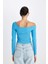 Fitted Vücuda Oturan Omzu Açık Uzun Kollu Tişört D5155AX24AU 11