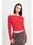 Fitted Vücuda Oturan Omzu Açık Fitilli Kaşkorse Kırmızı Uzun Kollu Tişört D4755AX24AU 14