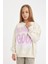Kız Çocuk Oversize Geniş Kalıp Bisiklet Yaka Baskılı Sweatshirt D2880A824WN 10