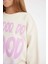 Kız Çocuk Oversize Geniş Kalıp Bisiklet Yaka Baskılı Sweatshirt D2880A824WN 11