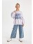 Kız Çocuk Oversize Geniş Kalıp Bisiklet Yaka Baskılı Sweatshirt D2880A824WN 8