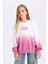 Kız Çocuk Oversize Geniş Kalıp Bisiklet Yaka Degrade Baskılı Sweatshirt D2887A824WN 10