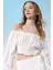 Regular Fit Omuzu Açık Krinkıl Kumaş Uzun Kollu Beyaz Bluz D5038AX24AU 10
