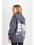 Kız Çocuk Oversize Geniş Kalıp Sırt Baskılı Kapüşonlu Sweatshirt D2881A824WN 8