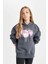 Kız Çocuk Oversize Geniş Kalıp Sırt Baskılı Kapüşonlu Sweatshirt D2881A824WN 12