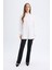 Relax Fit Gömlek Yaka Poplin Basic Düz Uzun Kollu Beyaz Gömlek Tunik D4773AX24AU 7