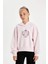 Kız Çocuk Oversize Geniş Kalıp Kapüşonlu İşlemeli Sweatshirt D2885A824WN 8