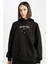 Oversize Geniş Kalıp Kapüşonlu Baskılı Kalın Sweatshirt D5293AX24AU 6