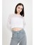Regular Fit Bisiklet Yaka Kroşe Ajurlu Delikli Crop Triko Kazak T4513AZ24AU 12