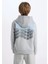 Erkek Çocuk Gri Kapüşonlu Sırt Baskılı Sweatshirt D3049A824WN 12