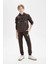 Erkek Çocuk Baskılı Kapüşonlu Kanguru Cepli Sweatshirt D3055A824WN 8