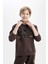 Erkek Çocuk Baskılı Kapüşonlu Kanguru Cepli Sweatshirt D3055A824WN 7