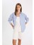 Oversize Geniş Kalıp Çizgili Poplin Uzun Kollu Gömlek D4899AX24AU 13