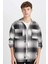 Siyah Relax Fit Polo Yaka Kareli Oduncu Flanel Uzun Kollu Gömlek Ceket D4281AX24AU 7