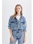 Crop Düğmeli Denim Ceket D4196AX24AU 8