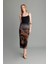 Bodycon Vücudu Saran Askılı Desenli Tül Askılı Maxi Elbise D5034AX24AU 6
