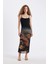 Bodycon Vücudu Saran Askılı Desenli Tül Askılı Maxi Elbise D5034AX24AU 9