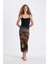 Bodycon Vücudu Saran Askılı Desenli Tül Askılı Maxi Elbise D5034AX24AU 10