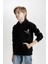 Erkek Çocuk Baskılı Kapüşonlu Siyah Sweatshirt D3032A824WN 10