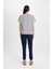 Pijama Takım Çizgili Baskılı Kısa Kollu Üst Basic Düz Beli Lastikli Alt-Fall in Love C5125AX24AU 12