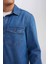 %100 Pamuk Regular Fit Uzun Kollu Jean Gömlek D5389AX24AU 10
