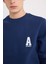New Regular Fit Bisiklet Yaka Baskılı Kalın Sweatshirt D3670AX24AU 14