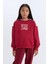 Kız Çocuk Relax Fit Bisiklet Yaka Baskılı İçi Yumuşak Tüylü Okul Sweatshirt D4274A824WN 10