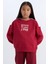 Kız Çocuk Relax Fit Bisiklet Yaka Baskılı İçi Yumuşak Tüylü Okul Sweatshirt D4274A824WN 11