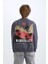 Erkek Çocuk Oversize Geniş Kalıp Bisiklet Yaka Sırt Baskılı Sweatshirt D5787A824WN 10