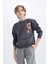 Erkek Çocuk Oversize Geniş Kalıp Bisiklet Yaka Sırt Baskılı Sweatshirt D5787A824WN 12