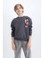 Erkek Çocuk Oversize Geniş Kalıp Bisiklet Yaka Sırt Baskılı Sweatshirt D5787A824WN 13