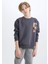 Erkek Çocuk Oversize Geniş Kalıp Bisiklet Yaka Sırt Baskılı Sweatshirt D5787A824WN 14