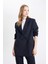 Oversize Geniş Kalıp Ceket Yaka Düğmeli Basic Düz Blazer Ceket D4418AX24AU 17