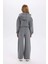 Kız Çocuk Antrasit Wide Leg Geniş Bol Paça Beli Lastikli Cepli Eşofman Altı D4640A824WN 12