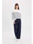 Relax Fit Bisiklet Yaka Çizgili İnce Sweatshirt A9255AX24WN 7