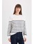 Relax Fit Bisiklet Yaka Çizgili İnce Sweatshirt A9255AX24WN 8