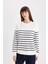 Relax Fit Bisiklet Yaka Çizgili İnce Sweatshirt A9255AX24WN 9