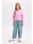 Kız Çocuk V Yaka Baskılı İçi Yumuşak Tüylü Sweatshirt D3496A824WN 8