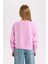 Kız Çocuk V Yaka Baskılı İçi Yumuşak Tüylü Sweatshirt D3496A824WN 12