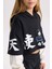 Kız Çocuk 2'li Takım Baskılı Sweatshirt Beli Lastikli Eşofman Altı D4066A824WN 11