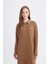 Regular Fit Polo Yaka Basic Düz Maxi Triko Elbise D5434AX24WN 9